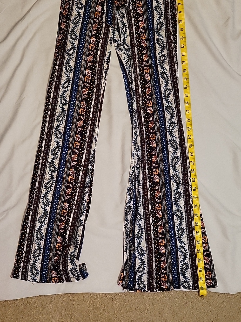 Boho Striped Flare Pants With Tie - Picture 2 of 6